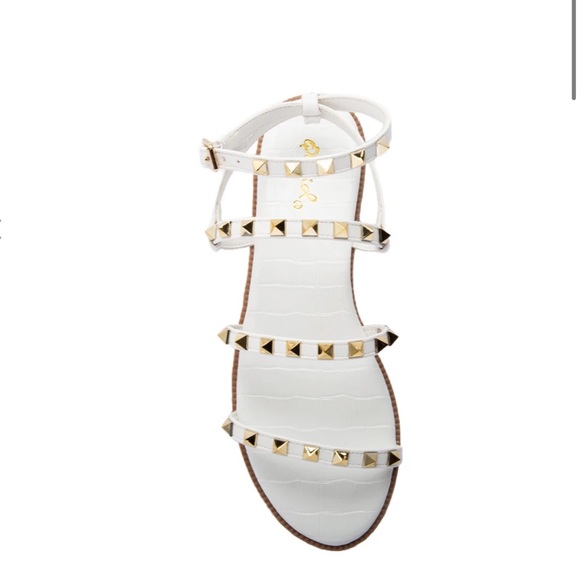White pyramid stud gladiator sandals - Picture 6 of 9